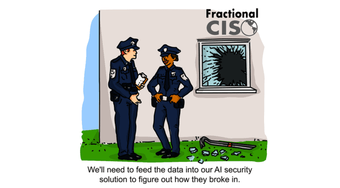 Two police officers standing outside of a smashed window.