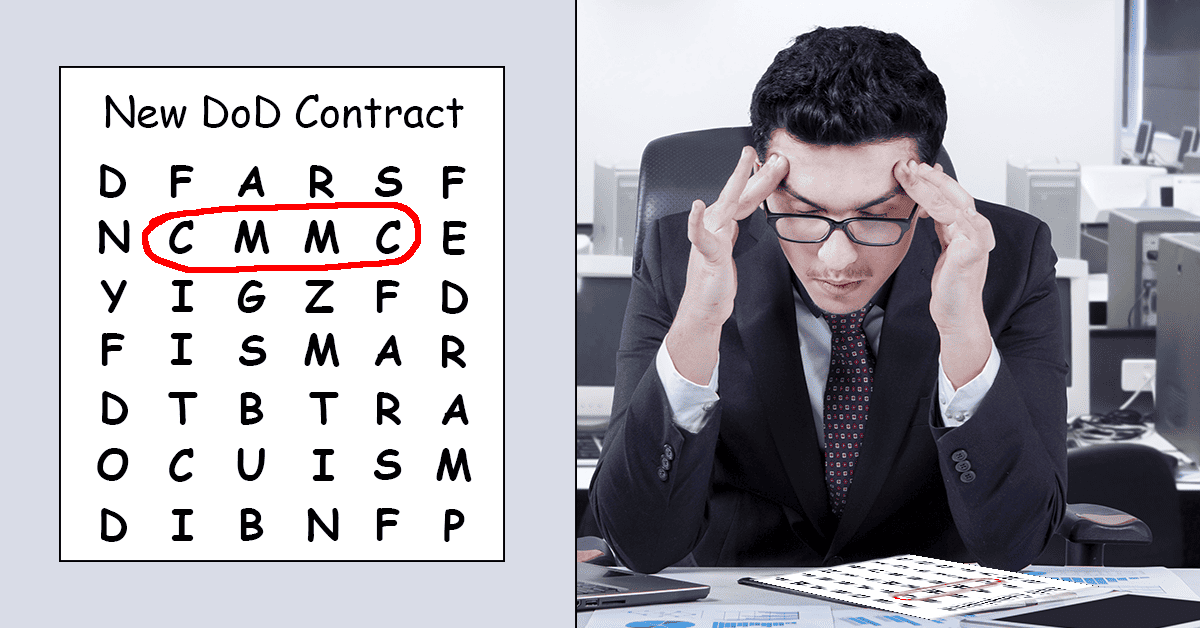 CMMC Compliance Word Search with "CMMC" circled