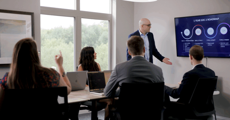 Virtual CISO Compliance: Fractional CISO Giving a SOC 2 Presentation